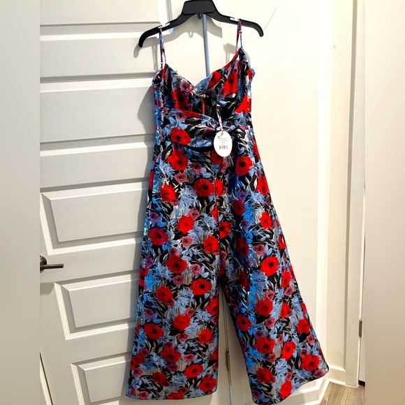 Autumn Adeigbo Marjorie Floral Brocade Jumpsuit Size 10 NWT Blue Multicolor - Picture 1 of 4